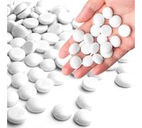 0.44KG White Glass Marbles, Flat Glass Beads for Vases, Mosaic Gem Pebbles for Aquarium Decor, Floral Arrangements Vase Filler Smooth Mancala Stones and Crafts Approx. 85-100PCS