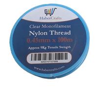 0.45mm Clear Nylon Thread Invisible String Non Stretch Clear Fishing Wire Transparent Plastic Sewing Thread For Hanging Decorations Craft Party Balloon Arch Beading & Jewellery Making - Approx Tensile Strength 9kg (0.45mm x 100m - 1 Spool)