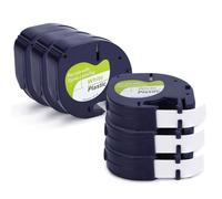 0.47"(12mm) Wide Standard Laminated Tape Replace for DYMO Letra Tag White Plastic Refills 91331 S0721660 Black on White Tape for Letra Tag Label Maker LT100H LT100T, 0.47" x 13.1' (12mm x 4M), 6 Pack