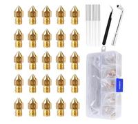0.4mm 3d Printer Nozzle, Brass Hot End Tip, 5.51in 25 Piece Nozzles with Tools and Storage Box, Printer Accessory, 3d Printing Tool with Sturdy Construction, Nozzle Kit for Model and Extruder