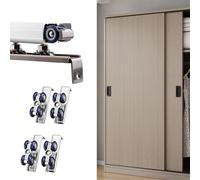 0.5 1 2 3 4m Closet Sliding Door Track Kit, Smoothly Double Bypass Door Hardware and Rails, Quietly Aluminum Alloy Pocket Door Guide for Cabinet(2.3ft/0.7m)