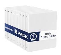 0.5-1-Inch 3-Ring-Binder with Pockets, 1'' Basic Binders 1-inch View Round Binders Holds 200 Sheets US Letter Size 8.5'' x 11'' - Bundle Packs Perfect for Home, Office, and School (1-inch)