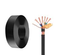 0.5-2.5mm² 6/7-Core RVVP Flexible Shielded Cable - 320FT Copper Core, Multi-Layer Shielding,300/500 V Flame Retardant & Cold-Resistant PVC（5℉~158℉）, for Industrial Automation(1.00mm²-7C)