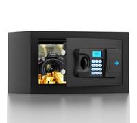 0.5 Cuft Safe Box with Electronic Keypad, Steel Home Safe with Alarm System and Spare Key, Small Lock Box for Ammo Document Medicine Jewelry