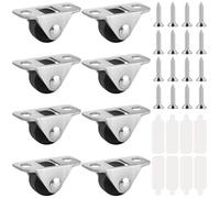 0.5 Inch Mini Caster Wheels, 8PCS Low Profile Casters, Metal Plate Ultra Self Adhesive Caster Wheels for Furniture Small Appliances Cart Drawer Storage Box & Bins for Luggage