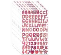 0.5 Inch Small Vinyl Letter Number Stickers, 1350 Pieces Glitter Mini Alphabet Number Sticker for Sign, Decor, Scrap Booking, Crafts and Decoration - 15 Sheets Pink
