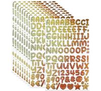 0.5 Inch Small Vinyl Letter Number Stickers, 900 Pieces Mini Alphabet Number Sticker for Sign, Decor, Scrap Booking, Crafts and Decoration - 10 Sheets Gold