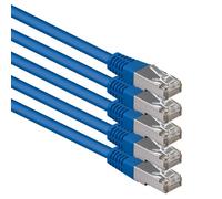 0.5 m blue - 5 pieces Cat.6 patch cable network cable CAT6 S-FTP Gigabit Lan PIMF CAT 6 copper CU halogen-free Internet DSL game console Smart TV