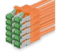 0.5 M Cat.7 Network Cable Pack of 10 Cat7 Patch Cable Lan Cable Ethernet RJ45 10 Gbit/s (All Internet Speeds) Orange 0.5 Meter
