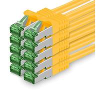 0.5 M Cat.7 Network Cable Pack of 10 Cat7 Patch Cable Lan Cable Ethernet RJ45 10 Gbit/s (All Internet Speeds) Yellow 0.5 Meter