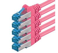 0.5 m - CAT6a - network cable magenta - 5 pieces CAT 6 A patch cable 10000 Mbit s SFTP PIMF 500 MHz compatible with CAT5 CAT6 CAT7 DSL Internet Switch Router