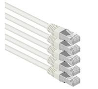 0.5 m white - pack of 5 Cat.6 patch cable network cable CAT6 S-FTP Gigabit Lan PIMF CAT 6 copper CU halogen-free Internet DSL game console Smart TV