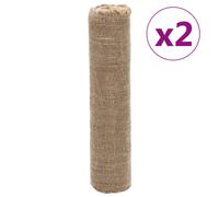(0.5 x 50 m (2 pcs)) vidaXL Jute Roll Burlap Ribbon Natural Hessian Ribbon Roll 100% Jute 200 gsm