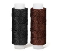 0.55 mm 32.8 Yards Leather Sewing Waxed Thread, Thick Thread for Hand Sewing, String Cord Upholstery Threads, Stitching, Beading, Bookbinding, Bracelets, Jewelry Making (Black, Dark Brown)