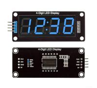0.56-inch 4-Digit Common-Anode Seven-Segment LED Display Module for TM1637, RGB Color Options (Red/Green/Blue/Yellow/White), 8-Level Graysc(Blue)