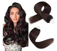 0.5g Micro Loop Hair 0.5g/s 100s Straight Human Hair Extensions Easy Loop Brazilian Remy Hair Micro Ring Hair Extensions(14 inch, #2 Dark Brown)