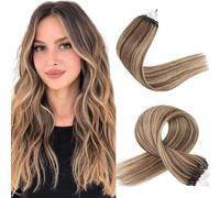 0.5g Micro Loop Hair 0.5g/s 100s Straight Human Hair Extensions Easy Loop Brazilian Remy Hair Micro Ring Hair Extensions(16 inch, P#4/613)