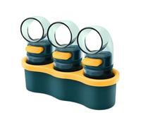 0.5g Quantitative Salt Shaker Set with Storage Base, BPA-Free Push-Type Seasoning Dispenser for Low Sodium Diet, Kitchen Counter Organizer for Salt, Pepper, and Spices