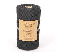 0.5KG SPOOLS EVERLASTO SINGLE TWIST SOFT COTTON MACRAME CRAFT TWINE 38/6 (4MM APPROX) (BLACK)