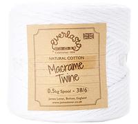 0.5KG SPOOLS EVERLASTO SINGLE TWIST SOFT COTTON MACRAME CRAFT TWINE 38/6 (4MM APPROX) (SNOW WHITE)