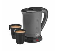 0.5LITRE DUAL VOLTAGE SMALL ELECTRIC TRAVEL KETTLE + 2 CUPS IN black COLOUR NEW