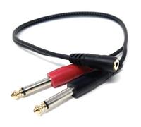 0.5m 3.5mm Stereo Female to Dual 6.35mm (1/4") Mono TS Male Y Splitter Cable - Audio Adapter for Guitar Amp, Mixer & More 1.6ft