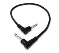 0.5m 6.35mm 1/4" TRS Stereo Jack to Jack Plug, Dual Right Angle Patch Cable Lead for Headphones Amplifiers, Music Instruments, Live Events, DJ 1.6ft
