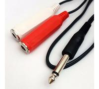 Loops 0.5m 6.35mm Mono Male Jack Plug to 2x ¼” Female Socket Audio Cable - Twin Microphone/Headphone/Guitar Splitter Lead