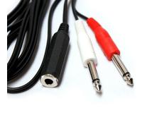 0.5m 6.35mm Stereo Headphone Socket - 2x 1/4" Mono Male Jack Cable Y Splitter Lead