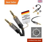 0.5m Black 3.5mm Audio Cable - Break-Proof, Tangle-Free, Perfect for All Devices