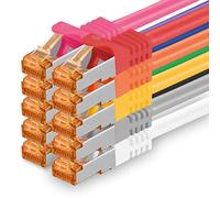 0.5m - Cat.7 network cable 10 colors - 10 pieces Gigabit Ethernet LAN cable 10000 Mbit s patch cable Cat7 cable S FTP PIMF shielding LSZH Cat.7 raw cable Rj45 plug Cat 6a - 10 x 0.5 meters