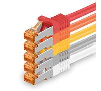 0.5m - Cat.7 network cable 5 colors 01-5 pieces Gigabit Ethernet LAN cable 10000 Mbit s patch cable Cat7 cable S FTP PIMF shielding LSZH Cat.7 raw cable Rj45 plug Cat 6a - 5 x 0.5 meters