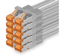 0.5m - Cat.7 network cable gray - 10 pieces Gigabit Ethernet LAN cable 10000 Mbit s patch cable Cat7 cable S FTP PIMF shielding LSZH Cat.7 raw cable Rj45 plug Cat 6a - 10 x 0.5 meters