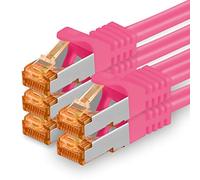 0.5m - Cat.7 network cable magenta - 5 pieces Gigabit Ethernet LAN cable 10000 Mbit s patch cable Cat7 cable S FTP PIMF shielding LSZH Cat.7 raw cable Rj45 plug Cat 6a - 5 x 0.5 meters
