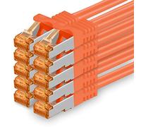 0.5m - Cat.7 network cable orange - 10 pieces Gigabit Ethernet LAN cable 10000 Mbit s patch cable Cat7 cable S FTP PIMF shielding LSZH Cat.7 raw cable Rj45 plug Cat 6a - 10 x 0.5 meters