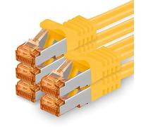 1aTTack.de 0.5m - Cat.7 network cable yellow - 5 pieces Gigabit Ethernet LAN cable 10000 Mbit s patch cable Cat7 cable S FTP PIMF shielding LSZH Cat.7 raw cable Rj45 plug Cat 6a - 5 x 0.5 meters