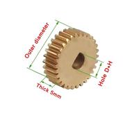 0.5M D-Hole Copper Gear 26-41 Teeth cylindrical spur electronic starter gear MQXFCZUX(3mm-D2.5,40 Teeth)