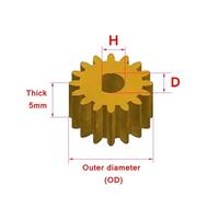 0.5M D-Hole Copper Gear 42-59 Teeth cylindrical spur electronic starter gear EKFBQBGW(8mm-D7,45 Teeth)