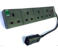 0.5m IEC C14 4 Way UK Mains Socket Lead UPS Power Splitter Surge Protected BLACK