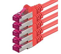 0.5m - red - 5 pieces - network cable CAT6a (10Gb/s) S-FTP CAT 6a Lankacable - GHMT certified PIMF 500 MHz Cat5 Cat5e Cat6 Cat6a Cat7 for switch, router, modem, Internet