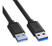 0.5M USB 3.0 A Male to A Male Cable, Black USB-A to USB-A Short Data Transfer Lead, SuperSpeed 5Gbps Male to Male USB Cable for Laptop, PC, USB Hub, Docking Station, External Hard Drive Enclosure