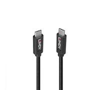 Lindy USB 3.2 Type-C Cable 36975 - 0.5m, 20Gbps, 100W PD, TPE, Double-shielded, Black