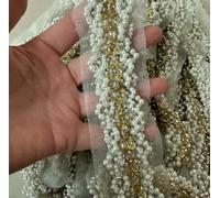 0.5m White Pearl Sequin Embroidered Lace Trim Ribbon Fabric Handmade DIY Wedding Dress Sewing Supplies Craft Mesh Lace Fabric-2-50cm Long