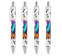 0.5mm Ballpoint for Unisex, Retractable Watercolor Splashes Monarch Butterfly Ball Pen, Gel Pens Fine Point Smooth Writing Pen for Office Supplies