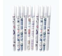 0.5mm Gel Ink Erasable Pen, Rollerball With Blue Ink, Kawaii Cartoon Design for Kids Students Office Gift (Baby Bear, 10pcs)