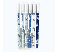 0.5mm Gel Ink Rollerball Erasable Pens, Blue Ink, Kawaii Cartoon Design for Kids Students Office Gift (Baby Shark, 6pcs)