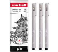 uni-ball PIN Fineliners | Fine Tipped Writing Pens | Water & Fade Resistant Ink | Ideal for Sketching, Scrapbooking, Outlining, Art, Technical Drawing | In Gift Box (Light Grey - 0.5mm, 3)
