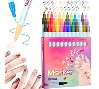 0.5mm Nail Pens - 24 Colors Drawing Pens | 0.5mm Gel Nail Pens with Quick Drying DIY Dotting Sketching for Beginners Teens Rag