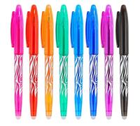 0.5mm Needle Tip Erasable Gel Pen Fine Point Rub Out Pens with Rubbers on the End Rollerball Pen for Writing, Journaling, Drawing Kids Adult School Office Supplies (8 Assorted Colors)