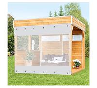 0.5mm Transparent Outdoor Vinyl Curtain - Waterproof & Windproof PVC Partition Screen with Grommets 1.6x1.8m (5.2x5.9ft) for Privacy Protection